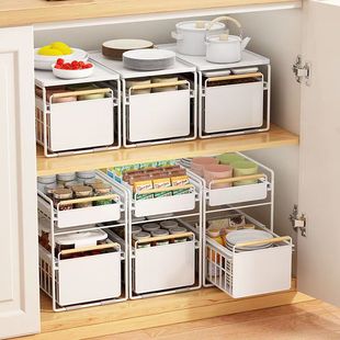 Kitchen Storage Rack Cabinet Inner Drawer Type Seasoning Storage Rack Lower Sink Multi-Layer Multi-Function Cabinet Drawer