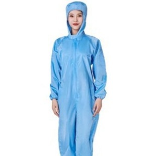 Anti-static overalls men's and women's long white coat blue one-piece hooded dustproof factory workshop dust-free clothes full body