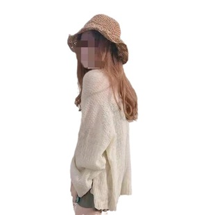 Korean style loose thin 2022 summer slimming sun protection clothing short coat long sleeve knitted cardigan air conditioning shirt shawl for women
