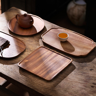 Walnut Tray Solid Wood Fruit Tray Simple Hotel Dispel Tea Tray Single-layer Pot Rectangular Household Dry Soaking Table