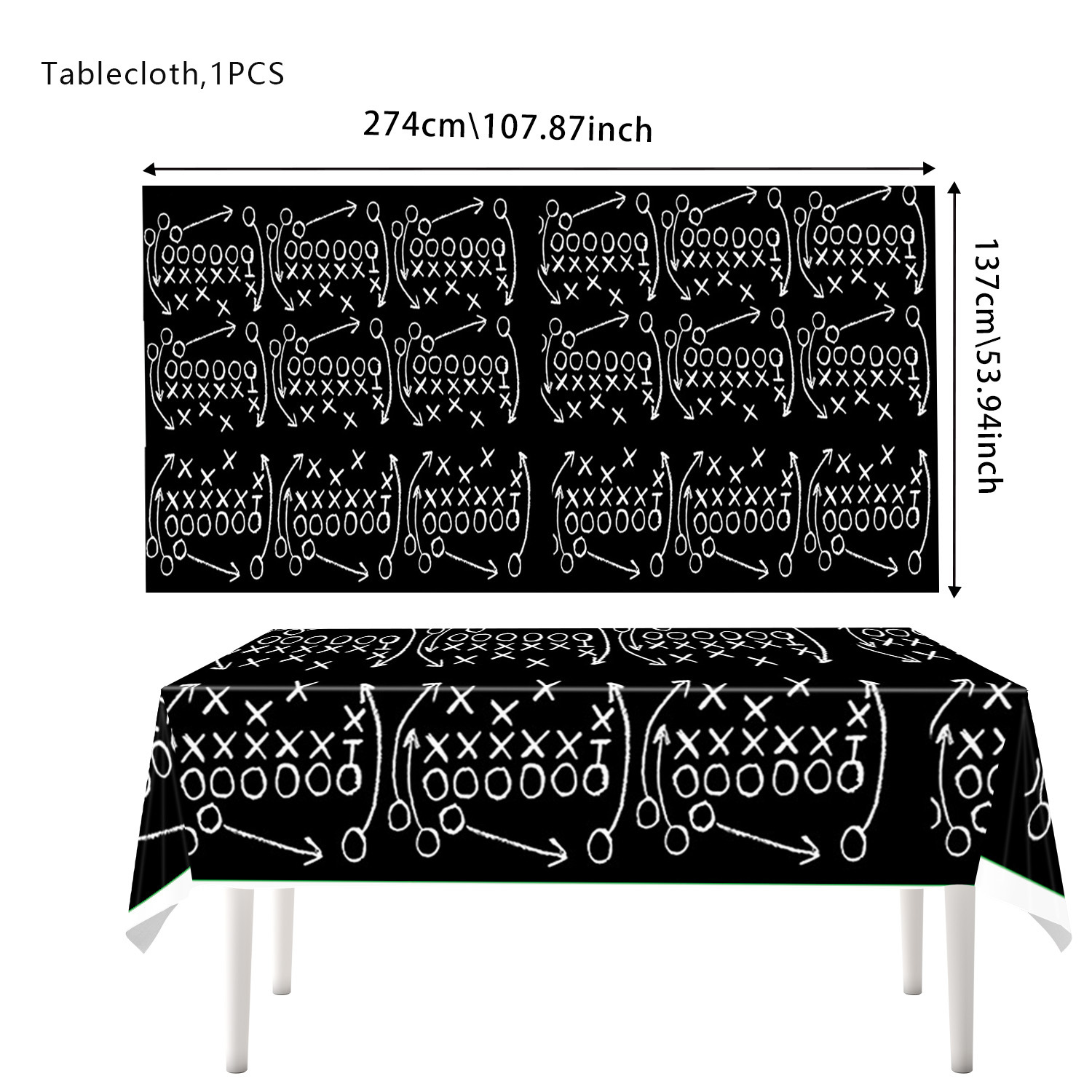 Amazon Super Bowl mavzusidagi partiya bezaklari futbol pe stol choyshablari muxlislari uchun suv o'tkazmaydigan bayram bezaklari