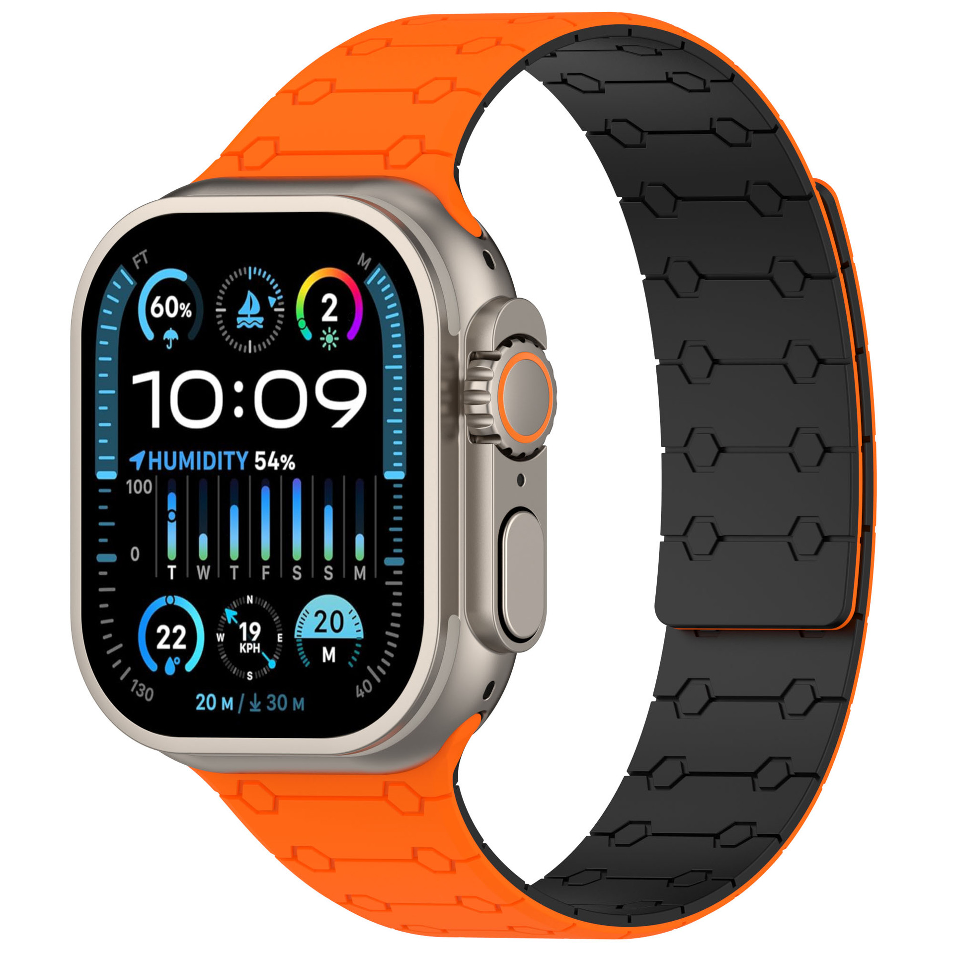 Suitable for Apple Watch Strap 1-10 Generations Apple Iwatch9S10 Hexagonal Magnetic Silicone Magnetic Watch Strap