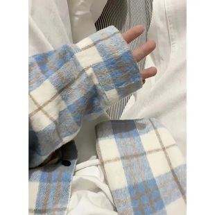 Vintage Blue Plaid Shirt Women's 2024 New Arrival Korean Style Elegant Ins Loose Casual Slim-fit Shirt Outer Wear