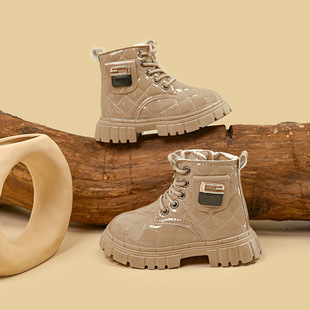 Children's Snow Boots 2024 Winter New Fashion Girls Soft Bottom Martin Boots Boys All-match Low Leather Boots