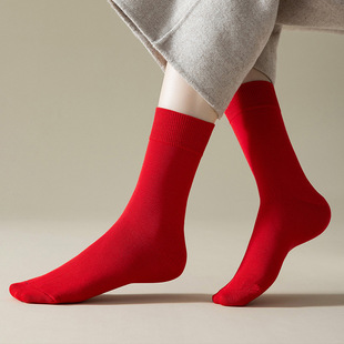 Year of birth Dragon fu character pure cotton men and women couple mid-calf red sweat-absorbent sports casual cotton stockings wholesale
