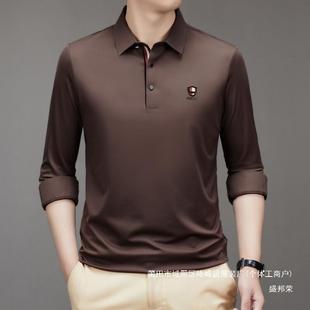 Factory lapel mulberry silk new autumn top men's long sleeve plus size non-ironing non-marking factory T-shirt solid color