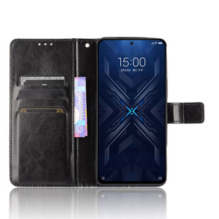 For Millet Black Shark 4pro Mobile Phone Case Black Shark4 Mobile Phone Leather Case Flip CRAZY Horse Pattern Card Lanyard