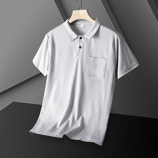 Ice Silk Quick-drying Short-sleeved Mesh Breathable Men's Plus Fat Plus Size Lapel polo Shirt Fat Man Half Gold Sub