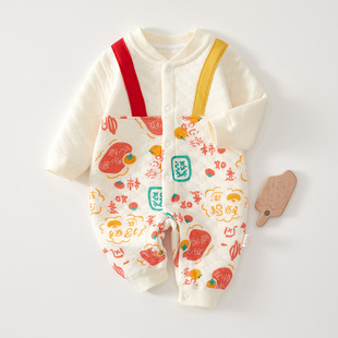 Baby's one-piece clothing warm autumn and winter cotton boneless climbing clothing newborn clothes baby go out thick ha clothes