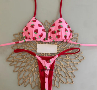Amazon wish European and American New Sexy Gather Braid Bikini Split Swimsuit Brazil Beach Swimsuit Biki