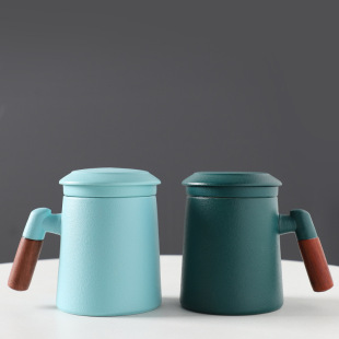 Ceramic tea cup men and women high-end personal office Cup with handle filter tea separation mug large capacity