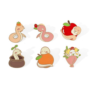 Cartoon Snake Metal Badge Year of the Snake Gift Zodiac Snake Alloy Oil Drop Brooch Accessories Pin Backpack Decoration
