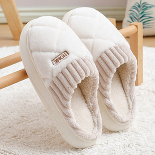 Cotton Slippers 2024 New Men's Winter Indoor Home Non-Slip Thick Sole Plus Plush Warm Cotton Slippers for Men's Outer Wear