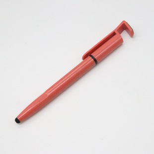 Three-in-one ballpoint pen mobile phone holder touch screen pen screen wipe logo wheat Rod material