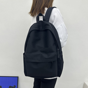 ins Schoolbag Female Student Korean Style Internet Popular Canvas Backpack for Junior High School and High School Students Japanese Style Solid Color Large Capacity Backpack