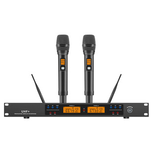 Metal wireless microphone one-to-two microphone infrared frequency professional stage performance KTV singing hand-held microphone