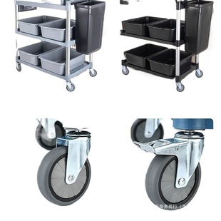 Hotel Dining Car Commercial Restaurant Mobile Quiet Trolley Hotel Bowl Trolley Plastic Three-Layer Serving Trolley