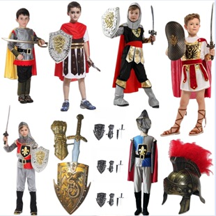 Children's Spartan Warrior Costume Stage Performance Deluxe King Costume Handsome Royal Little Samurai Medieval Armor