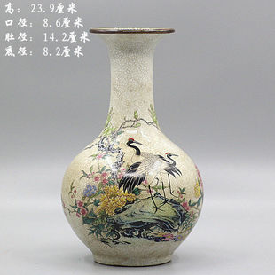 Qing Dynasty Qianlong Starch Pine Crane Spring Appreciation Bottle Antique Porcelain Old Chinese Ornaments Antique Antique Collection