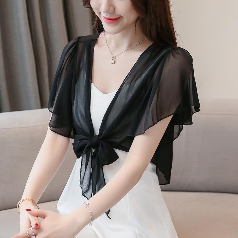 슬립스커트와 함께 착용하는 얇은 아우터 코트, 여름용 짧은 다용도 숄, 아우터용 대형 자외선 차단 에어컨 셔츠