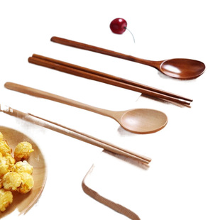 Japanese solid wood chopsticks spoon suit natural original environmental protection creative chopsticks spoon wedding travel