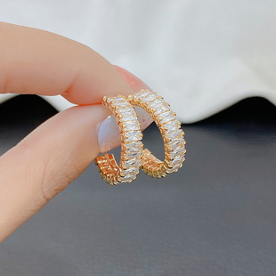 Micro-inlaid Zirconium C Ear Ring Women's S925 Sterling Silver Pin Earrings Fashion Big Brand High-end Sense Earrings Designer Light Luxury