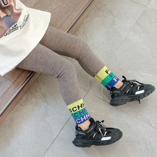 New girls autumn and winter plus velvet padded color matching leggings for large children slim casual stretch warm pants wholesale