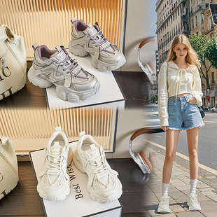 Retro Fashion Thick-soled Torre Shoes 2025 Spring New Small Height sneaker Casual White Shoes Strap