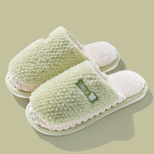 Cotton Slippers Home Indoor Autumn and Winter Women's Home Wool Plush Non-slip Thick Bottom Warm Moon Couple Men's Winter