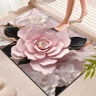Cross-border TEMU gradient flower diatom mud mat absorbent bathroom mat Amazon generation hair door mat