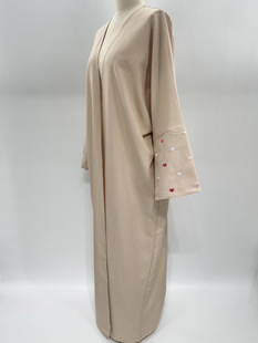 Любовная вышивка кардиган Abaya одеяние Ближневосточное мусульманское арабское женское платье с длинным свитером с вышивкой