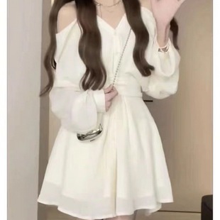 2024 New French First Love Platycodon Grandiflorum Skirt Chiffon Fabric Short Skirt Sunscreen Top Two-Piece Ins
