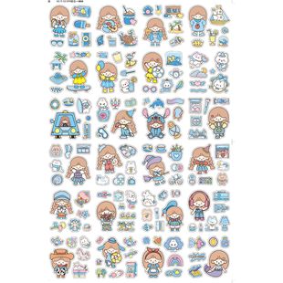 25 Japanese-style Journal straw and mildew bear cute cartoon journal stickers paper waterproof pvc children's creative goo card stickers