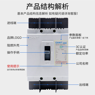 Chint Air Switch Moulded Case Circuit Breaker DZ15-100 2p 3p 40A 63A 100A High Power Master Gate