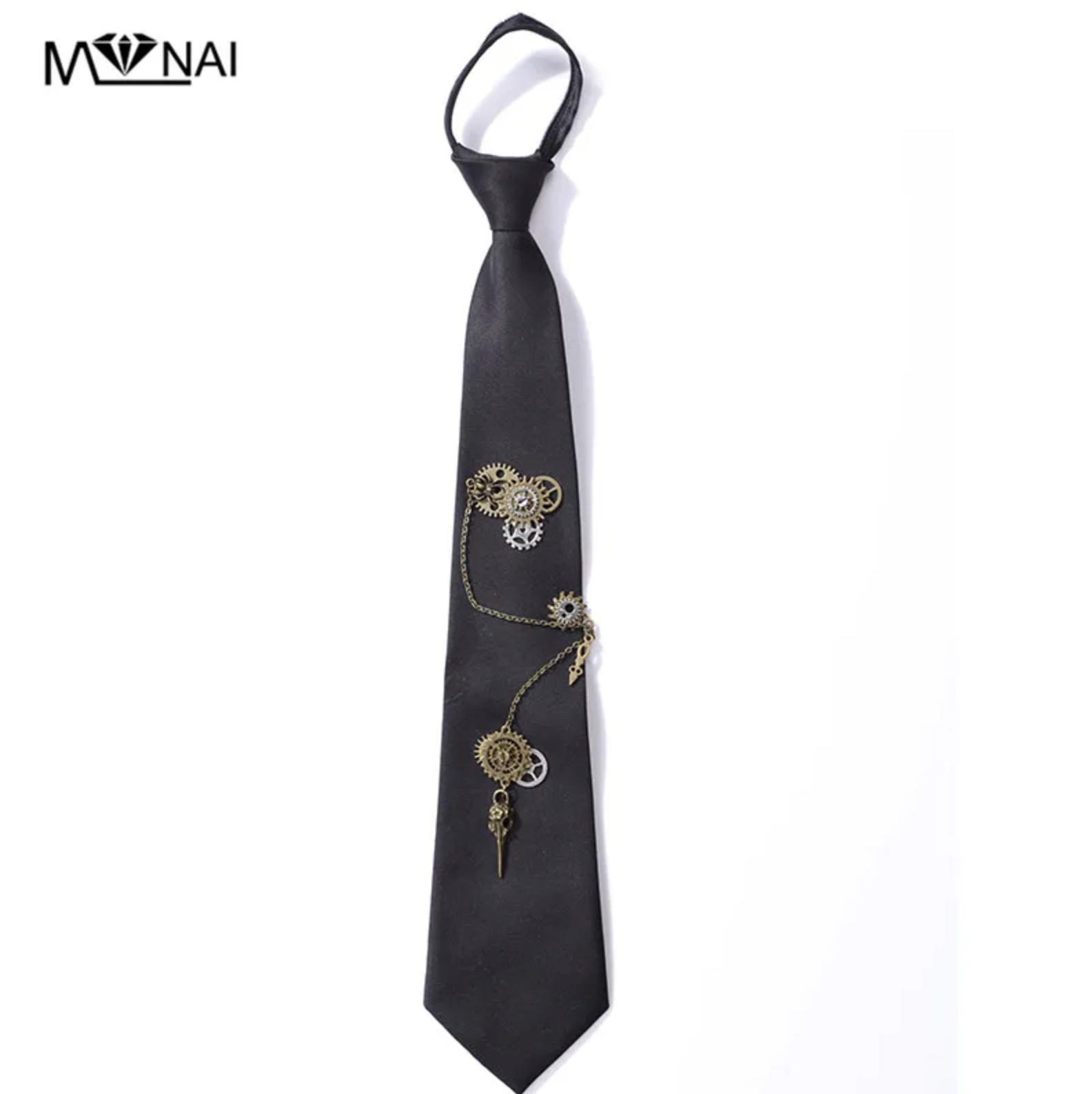 Dark Punk Gothic Black Jk Tie Lazy Zipper Style Uniform Tie Steampunk Accessory