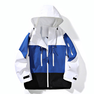 Spring and Autumn Thin Outdoor Pressure Glue Jacket Men's and Women's Two-Open Outdoor Jacket plus size Hooded Windproof Waterproof Jacket
