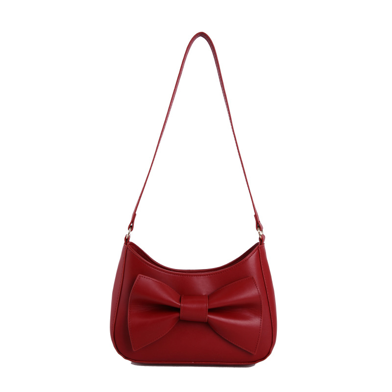 Textured Handbag for Women 2026 New Summer Retro Shoulder Crossbody Bag Fashionable Bow Small Square Bag Small Bag