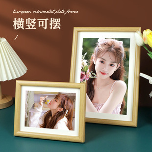 Factory wholesale simple creative wooden photo frame wholesale table 7 inch 10 inch A4 living room office hanging dual-purpose