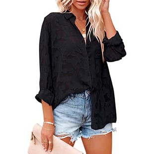 2022 cross-border cardigan cotton printed single-breasted lapel v-neck multicolor long sleeve temperament commuter shirt factory direct sale