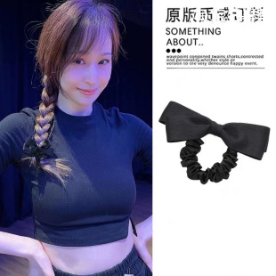 Wang Xinling в том же стиле черная ткань бант повязка на голову высокий конский хвост повязка для волос летний шар Резиновая лента головной убор