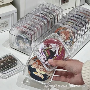 Yum Storage Box Transparent Acrylic Sealed Badge 75mm Single Protective Case Hemp Millet Display Stand