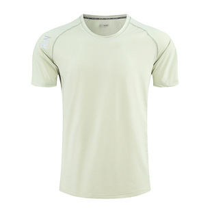 Casual Short Sleeve Running Breathable Elastic Reflective Stitching Crewneck Fitness Breathable Ice Silk Instant Cold Short Sleeve