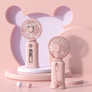 2024 new handheld small fan charging long battery life high color value fast charging line 2 in 1 USB desktop gift