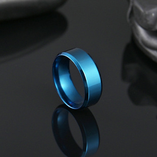 Simple glossy 8mm beveled men's and women's titanium steel ring European and American stainless steel laser lettering LOGO ring ring fashion