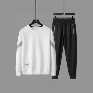 Youth Casual suit Men's Autumn New Loose Plus Size Fashionable Sweatshirt Sweatpants Sports Casual Two-piece Set