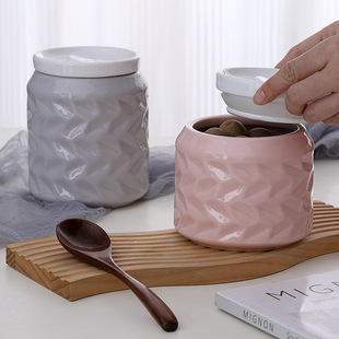 Foreign Trade Creative Ceramic Sealed Jar Household Food Storage Jar Grain Candy Jar Coffee Bean Honey Sealed Jar