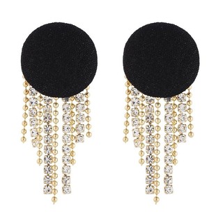 Retro fragrant style black tassel earrings s925 silver needle French style fresh gentle exquisite temperament light luxury earrings
