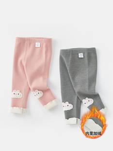 Autumn and Winter Clothing Cute All-match fleece-lined Thickened Pants 3892 Girls Cotton Pants Leggings Children's Winter Outer Wear Pants
