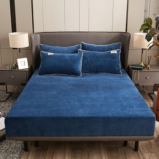 Thickened Milk Velvet Bed Sheet Single Piece Winter Warm Crystal Velvet Bed Cover Simmons Mattress Protective Cover New Product