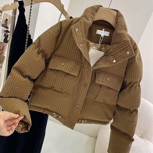 Пуховая хлопчатобумажная одежда женская зимняя короткая корейская версия свободного хлопкового пальто